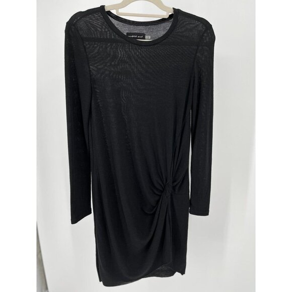 Mustard Seed Long Sleeve Knot Waist Black Dress Size Size Small - Picture 1 of 7